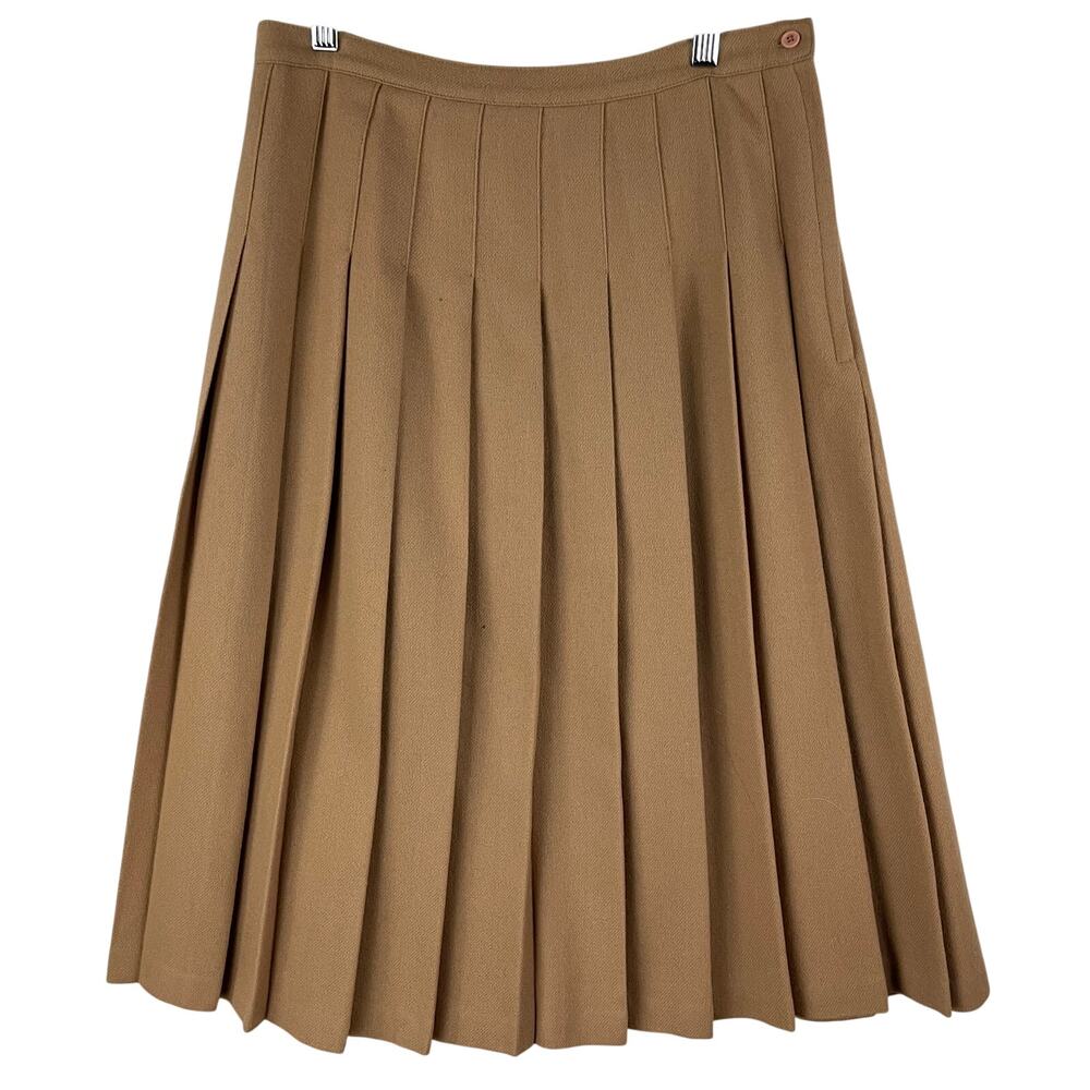 VTG Mark Reed Womens Pleated A-Line Midi Skirt Camel SZ 10 (?) Wool